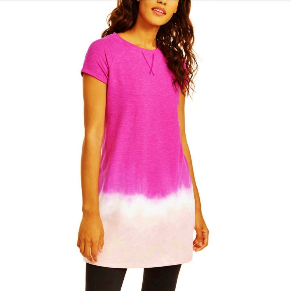NWT Ideology Ombre Berry Tie Dye Tunic Mini Tee Dress sz L Orig$55+Tax